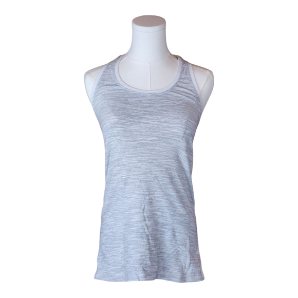 Lululemon Racerback Tank Top Gray White Striped Lightweight Athletic Yoga - Picture 1 of 6